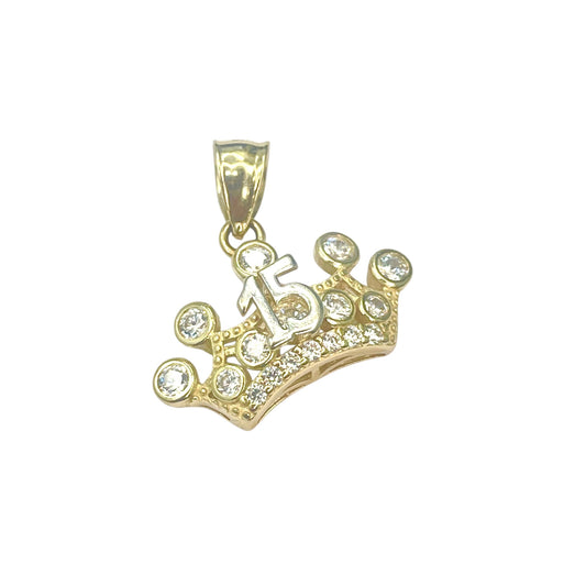 14K Quinceañera Crown Pendant
