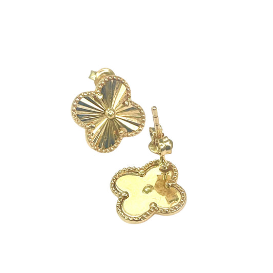14K Pleated Clover Studs