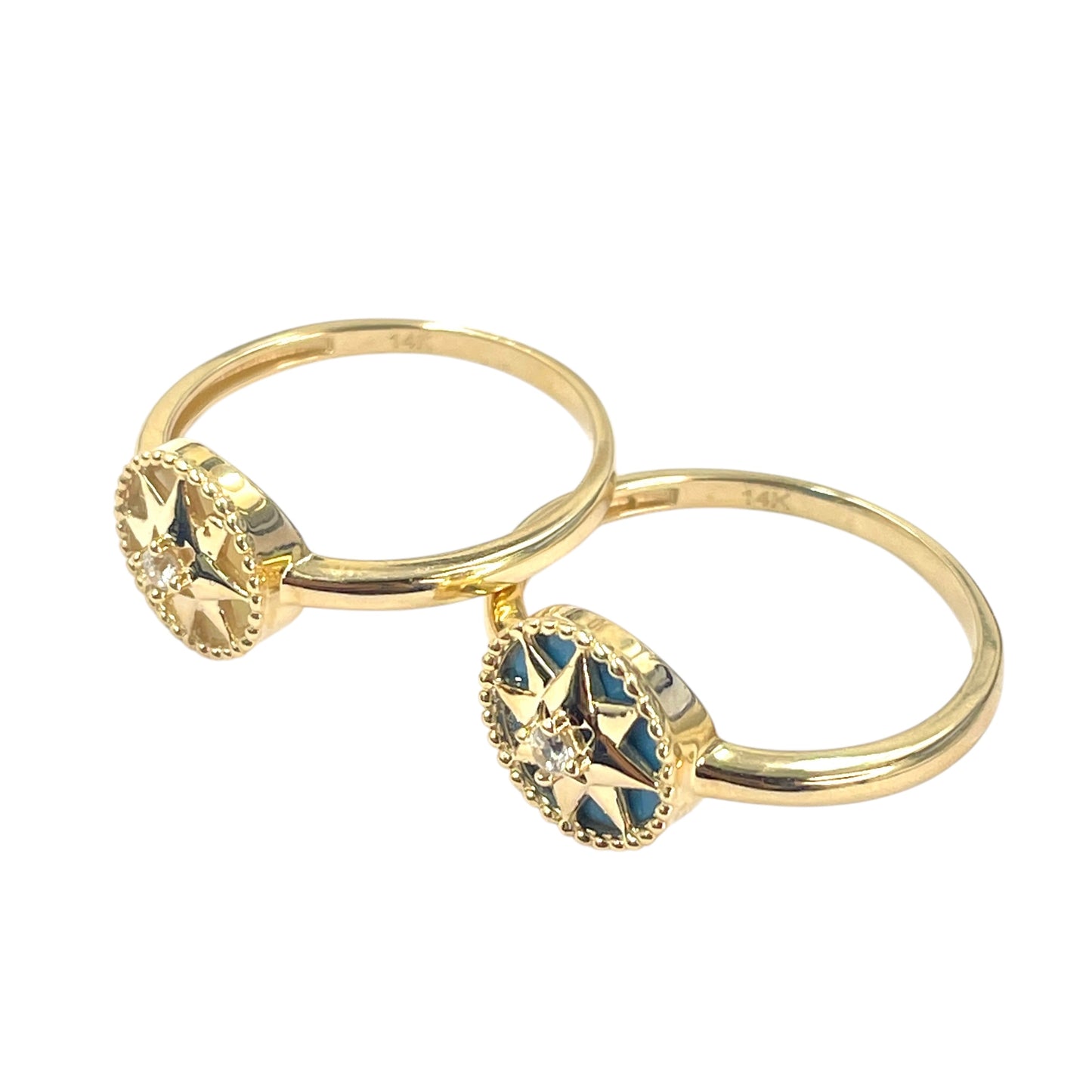 14K Crystal Star Ring (White)