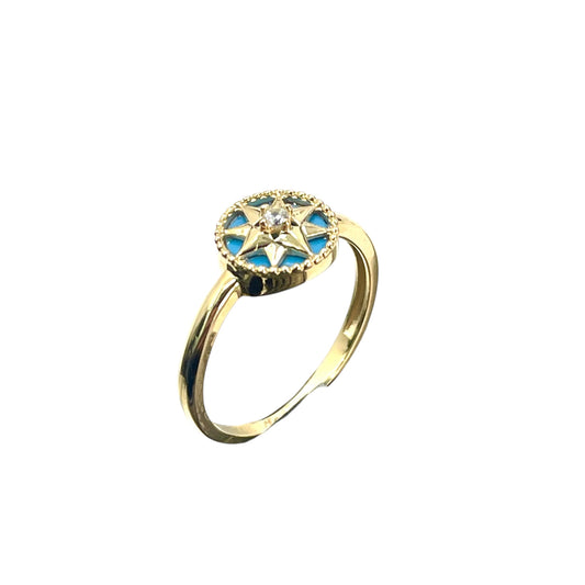 14k Crystal Star Ring (Blue)
