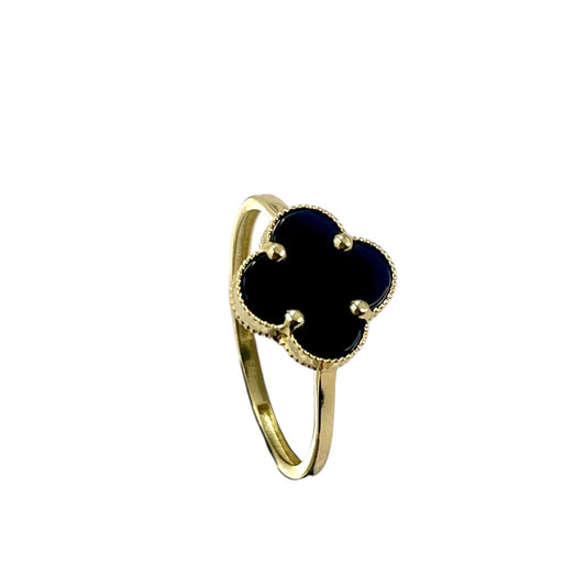 14K Clover Ring (Black)