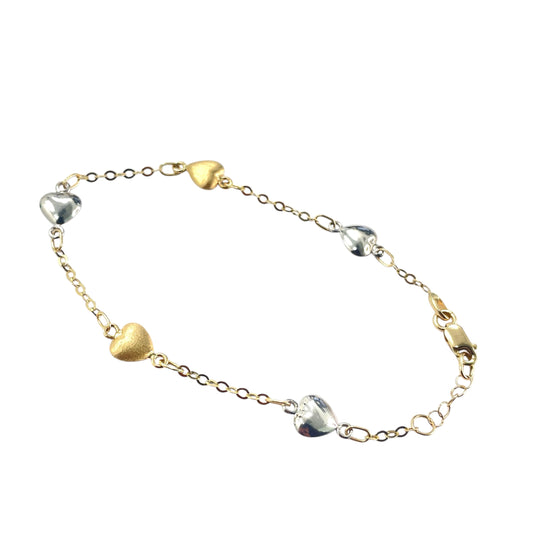 14K Two-tone Heart Bracelet