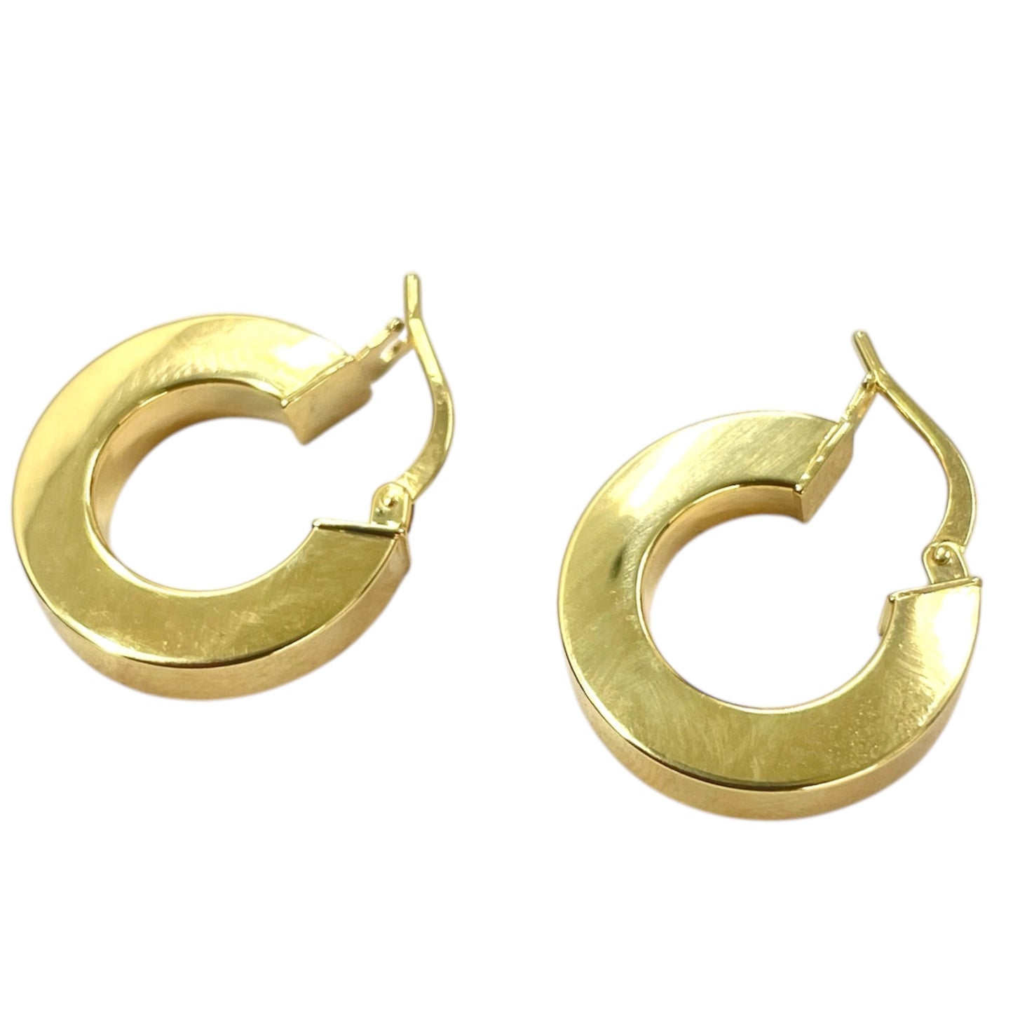 14k Polished Dramatic Hoops Medium