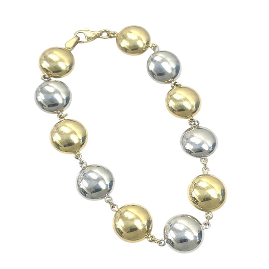 14K Two-tone Gold Beaded Bracelet