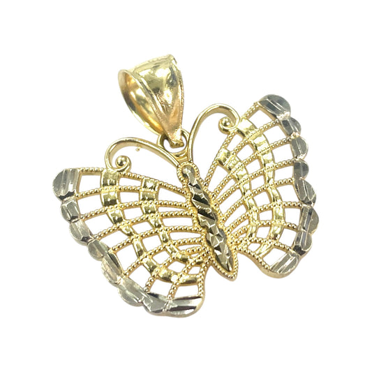 14k Two-tone Butterfly Pendant