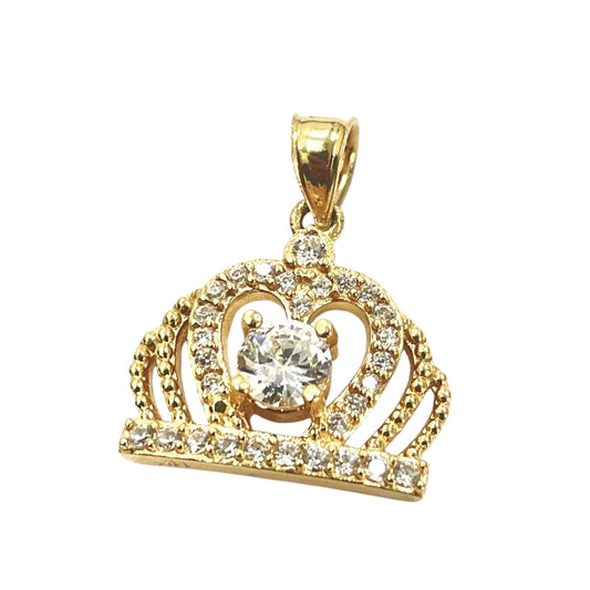 14k Quinceañera Crown Pendant