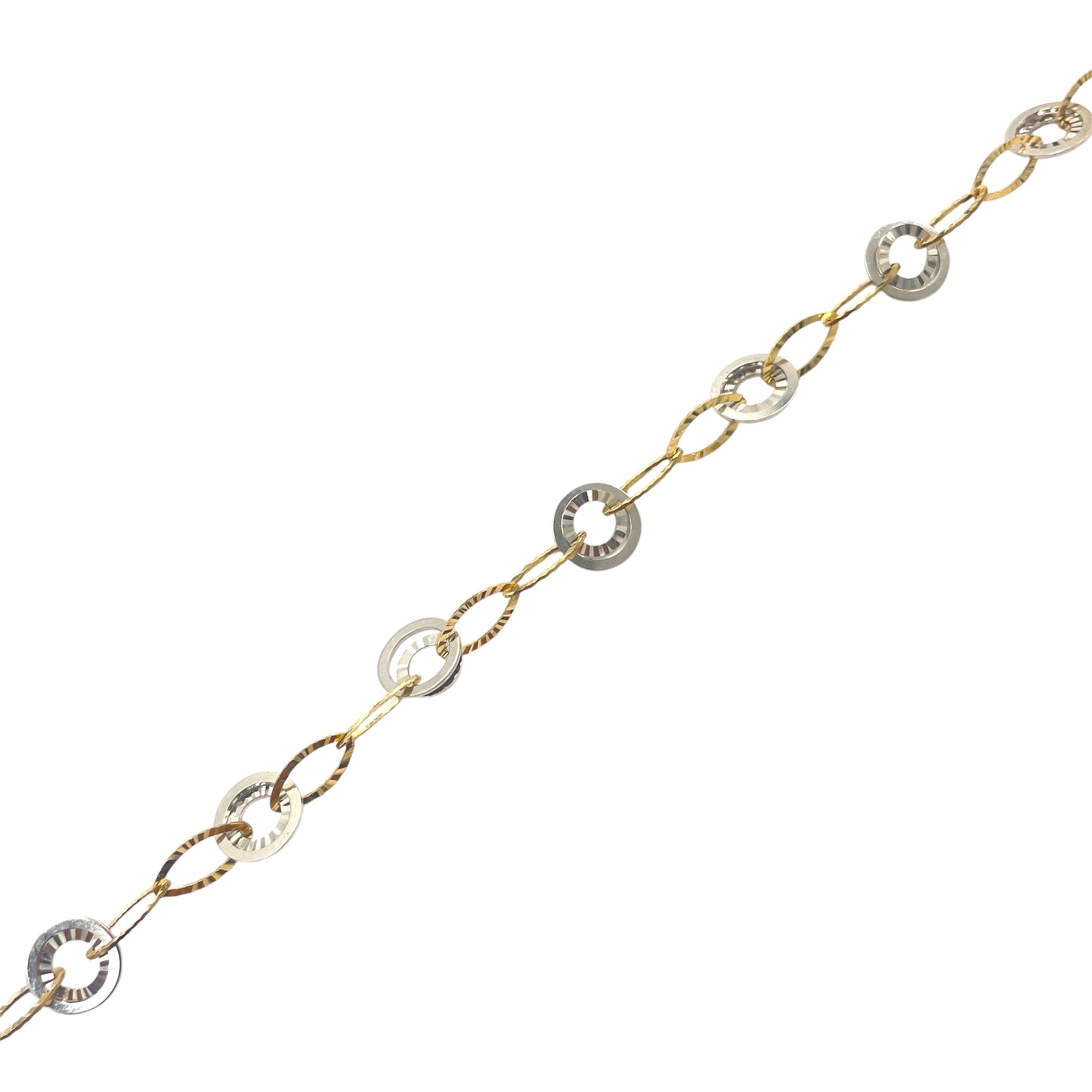 14k Two Tone Round Link Chain Bracelet