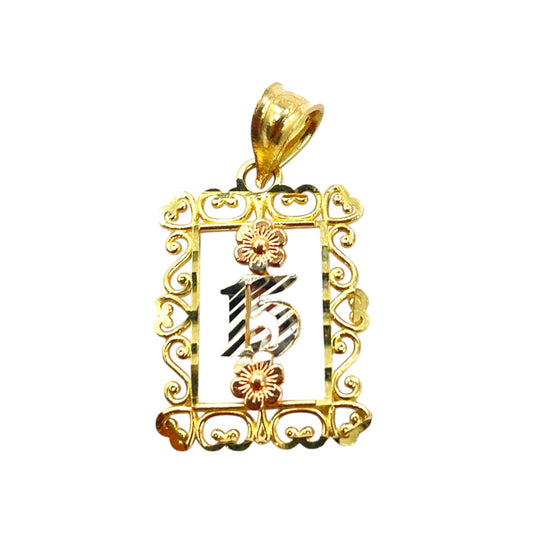 14k Framed Quinceañera Pendant