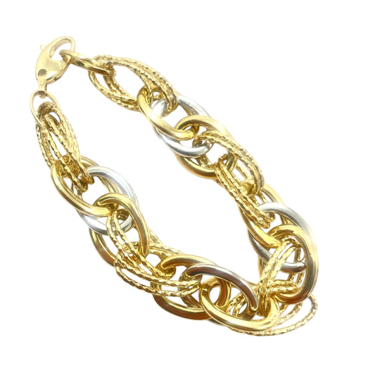 14k Two-tone Oval Chain Link Bracelet