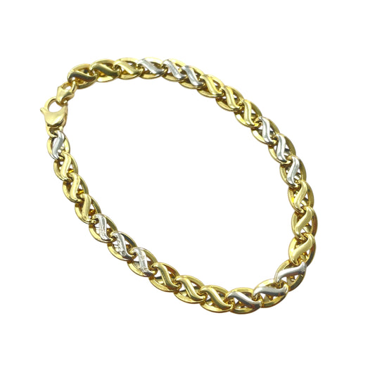 14k Two-tone Fancy Link Bracelet