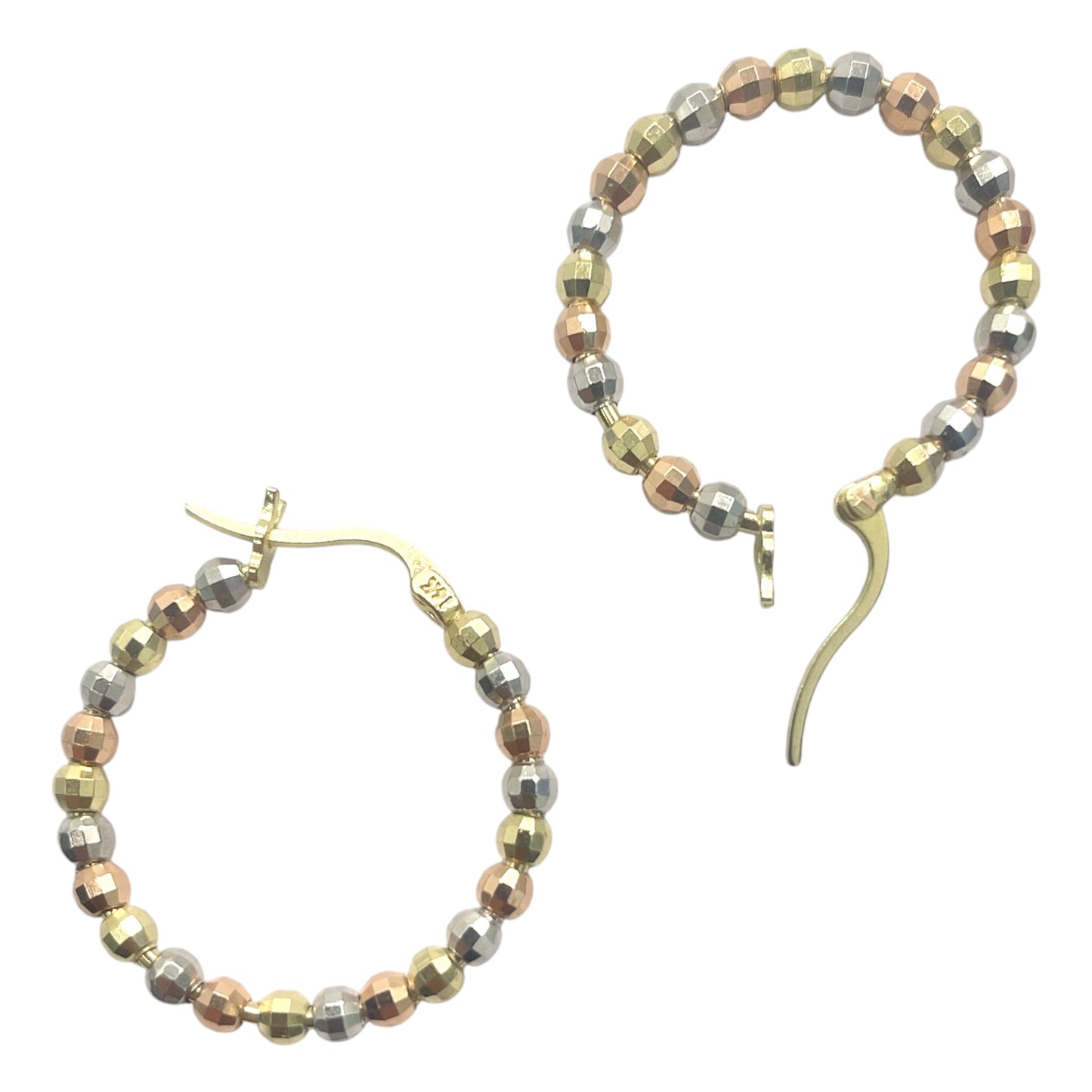 14k Tricolor Disco Ball Hoops