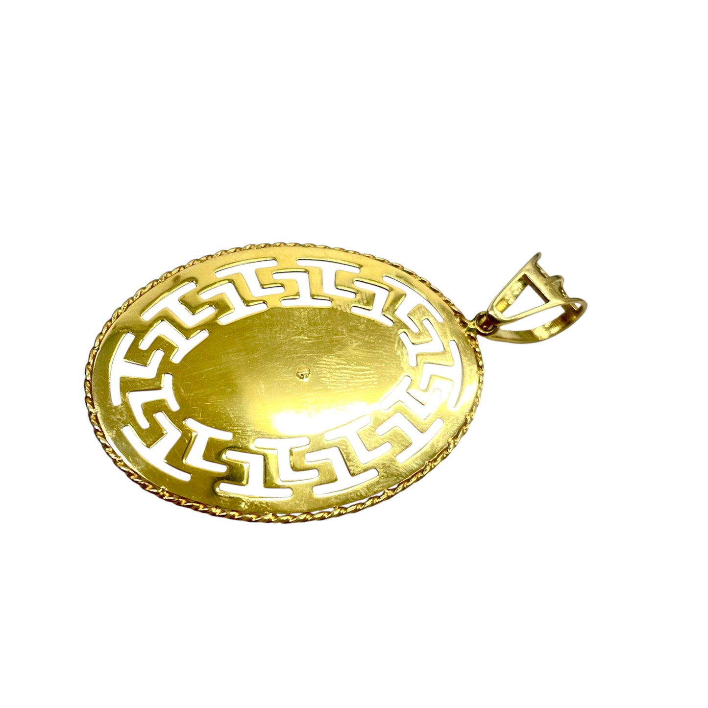 14k Oval Greca Medusa Pendant Large