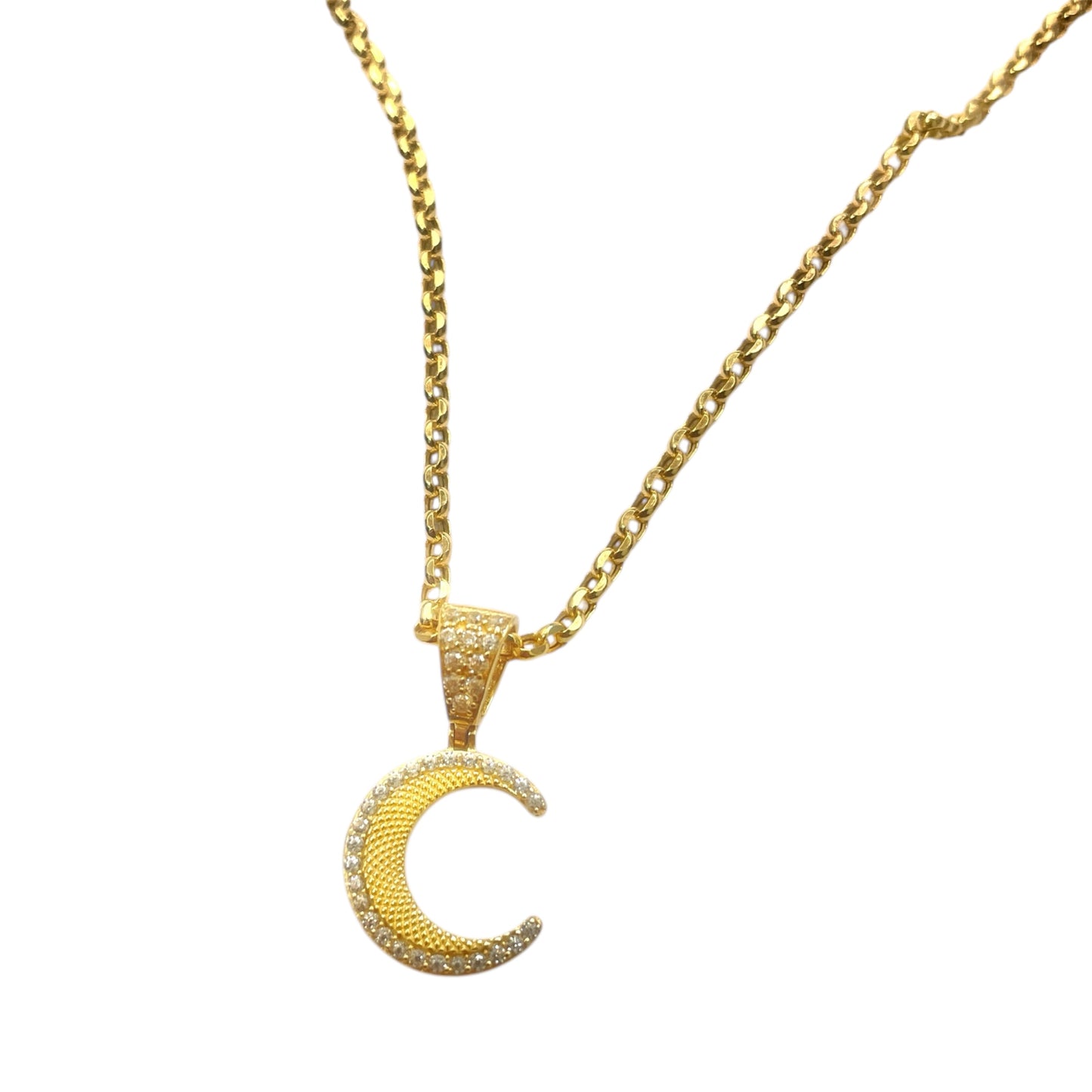 14k Crescent Moon Pendant