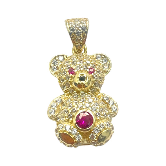 14K Embellished Teddy Bear Pendant