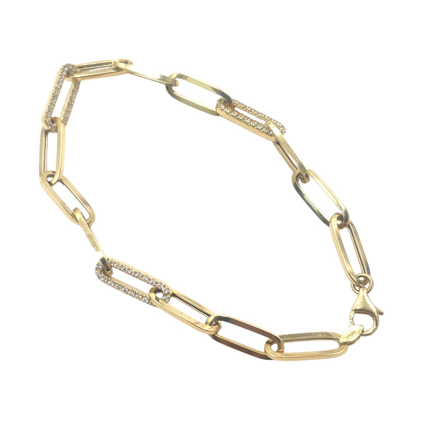 14K Studded Clip Chain Bracelet