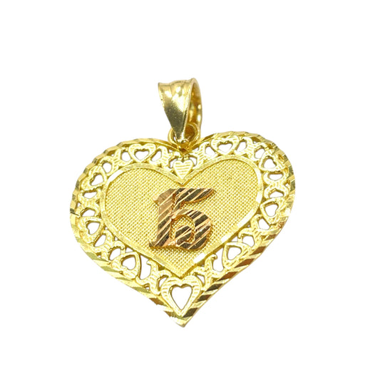 14k Quinceañera Heart Pendant