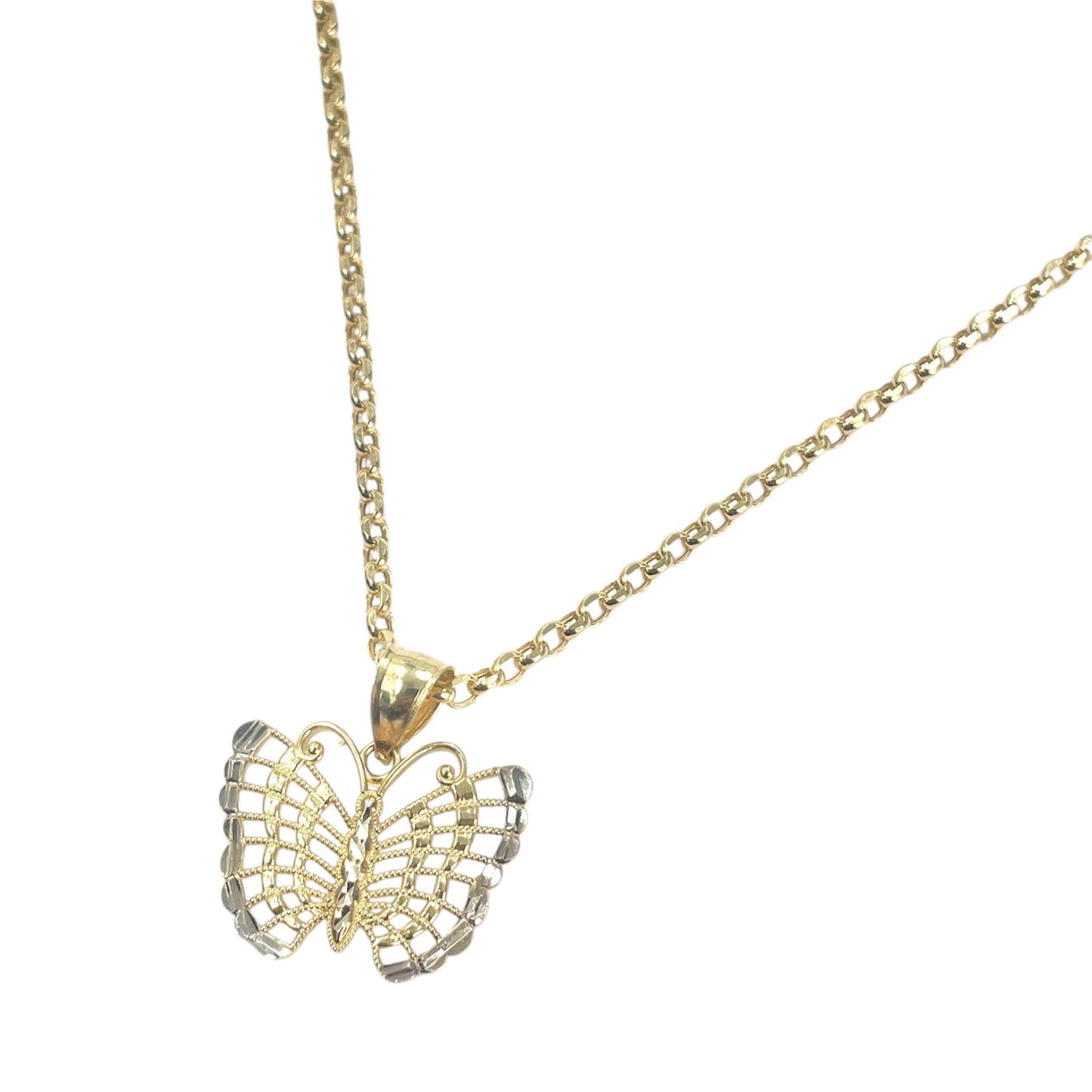 14k Two-tone Butterfly Pendant