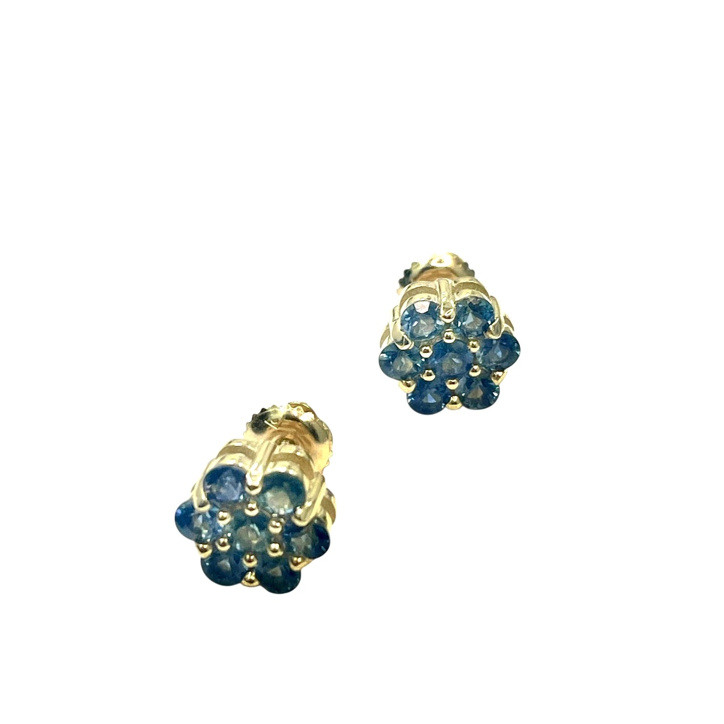 14K Natural Stone Flower Studs (Blue)