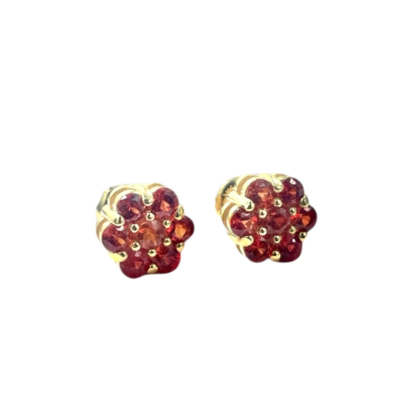 14K Natural Stone Flower Studs (Red)