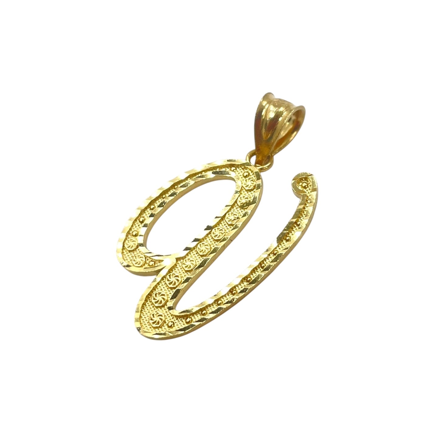 14K Cursive Initial "V" Pendant