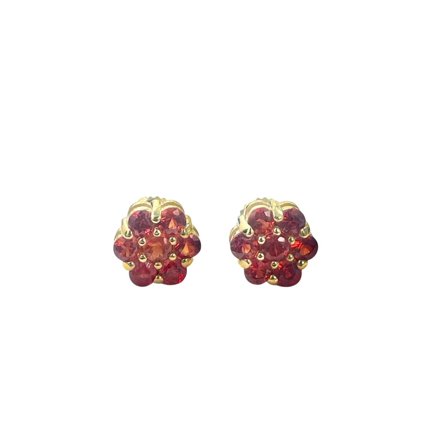 14K Natural Stone Flower Studs (Red)