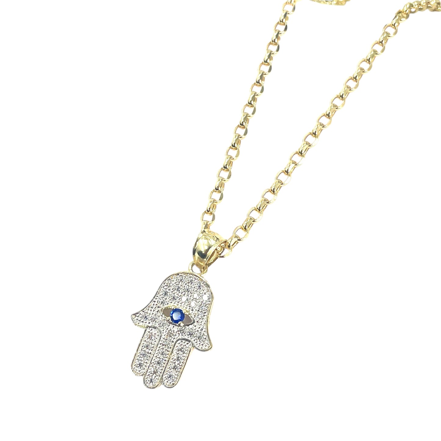 14k Solid Gold Hamsa Pendant