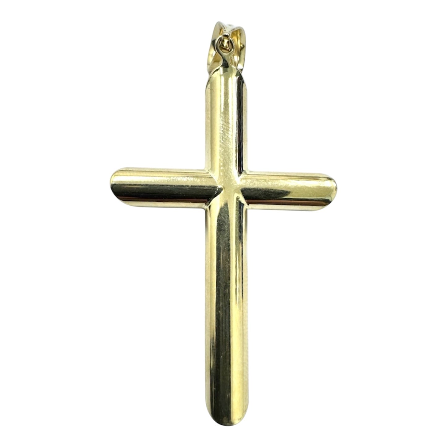 14K Rounded Tube Cross Pendant (Thick)