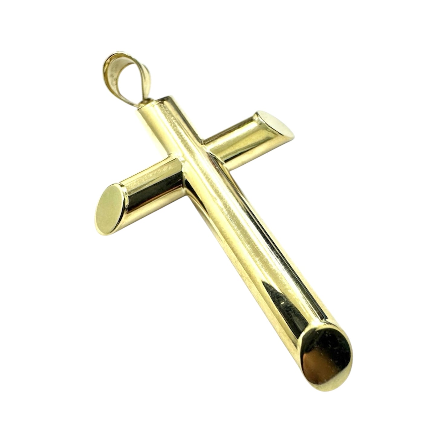 14K Rounded Tube Cross Pendant (Thick)