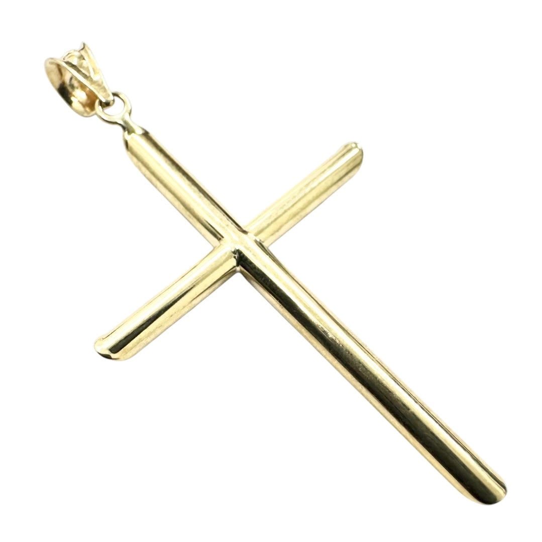 14K Rounded Tube Cross Pendant (Thin)