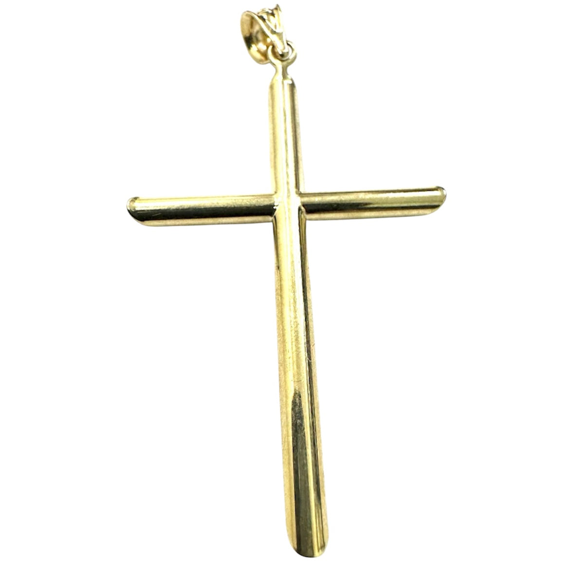 14K Rounded Tube Cross Pendant (Thin)