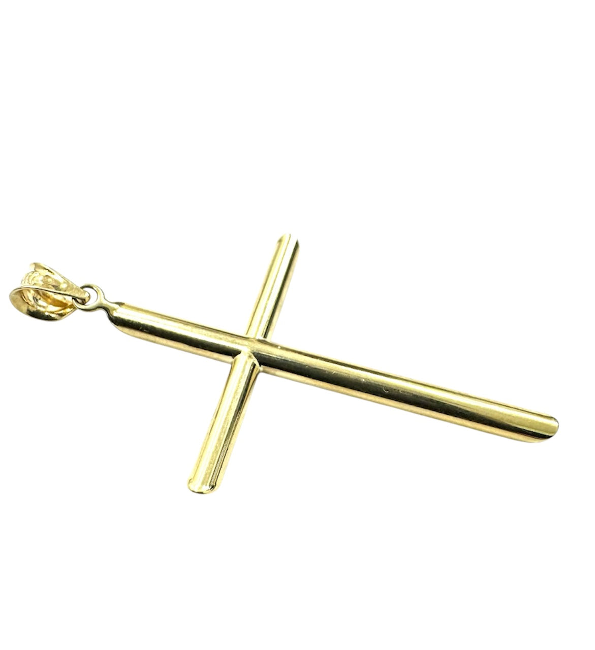 14K Rounded Tube Cross Pendant (Thin)