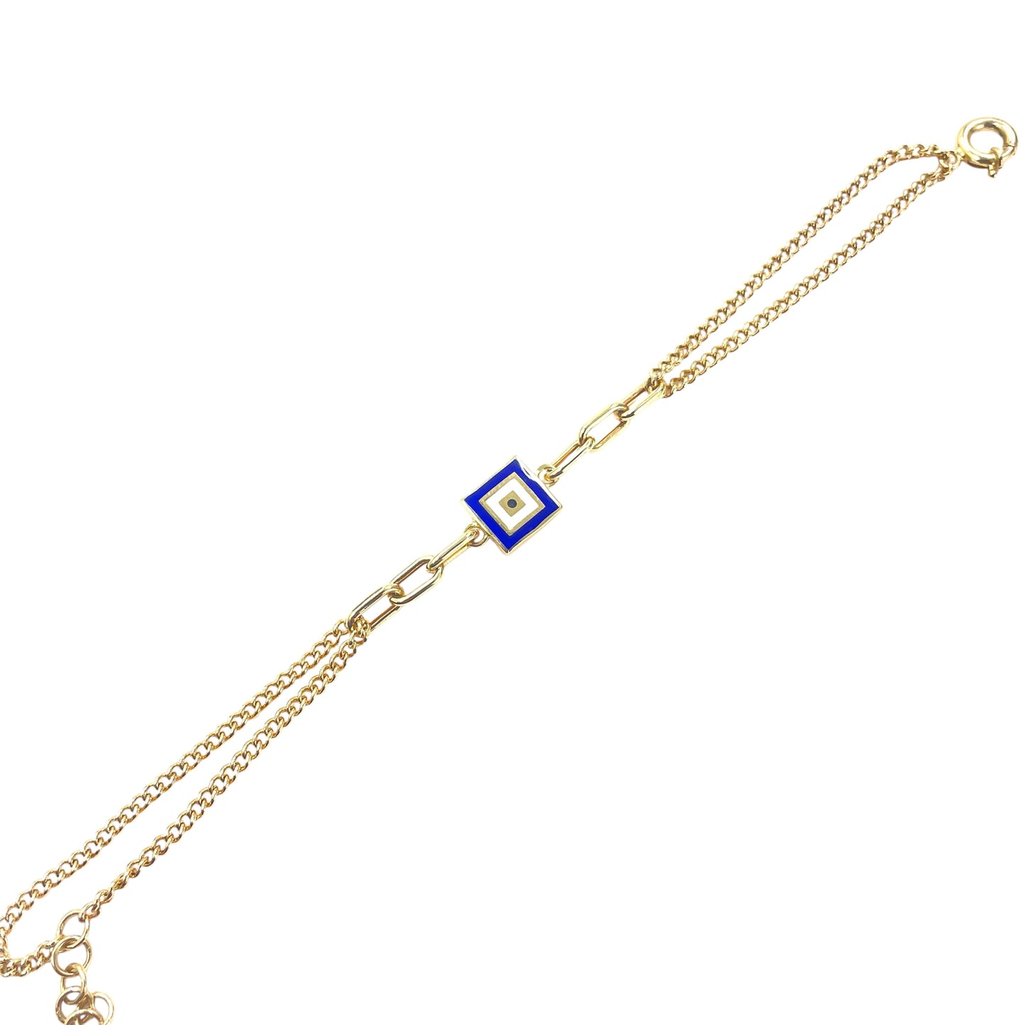 14K Evil Eye Double Chain Bracelet