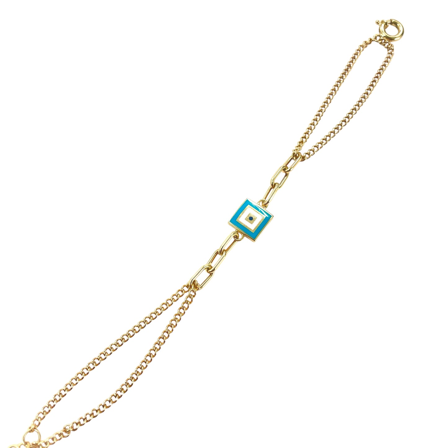 14K Evil Eye Double Chain Bracelet