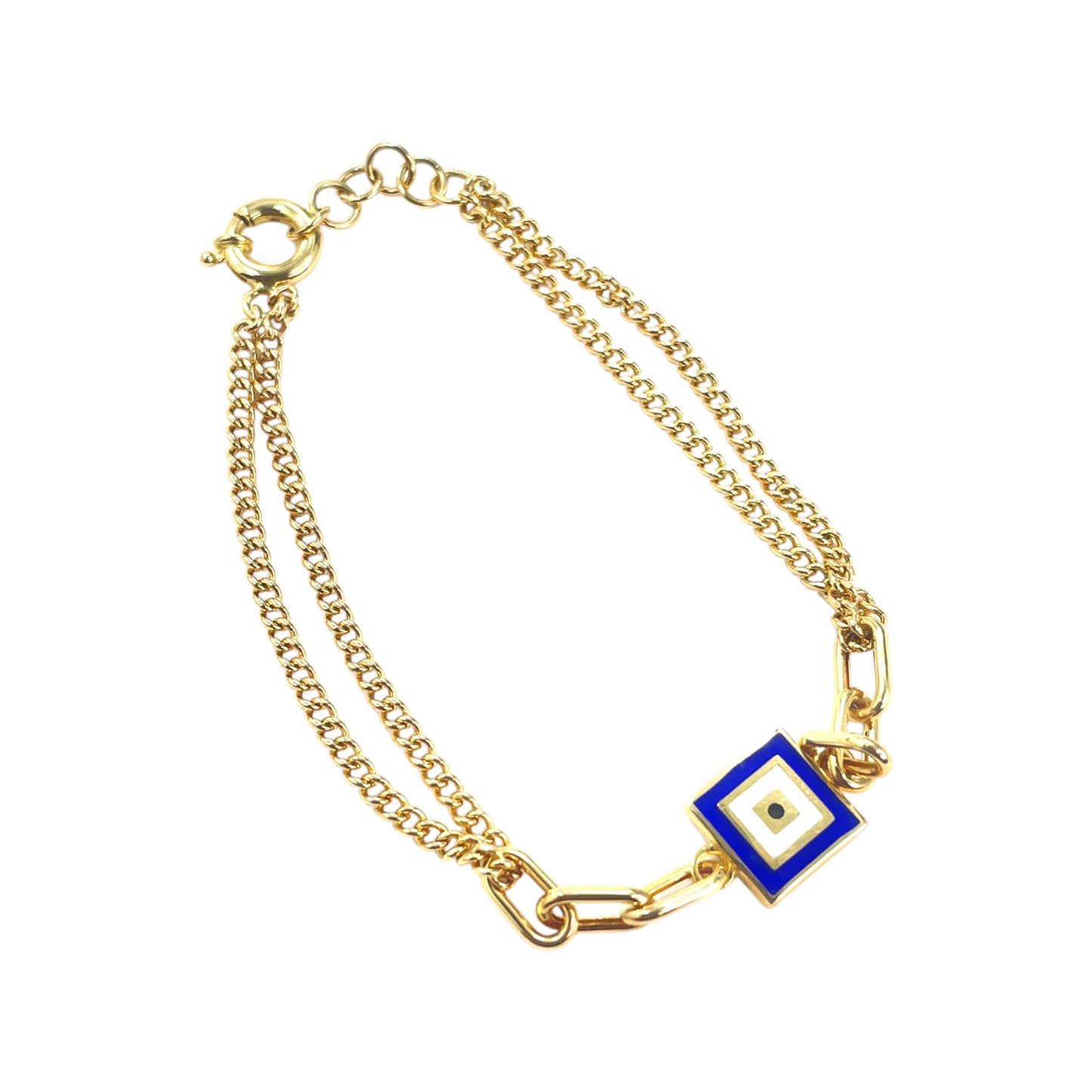 14K Evil Eye Double Chain Bracelet