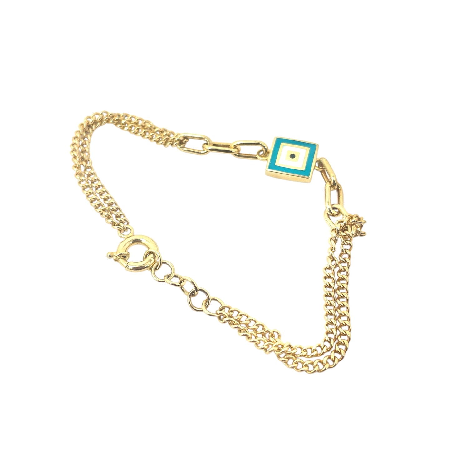 14K Evil Eye Double Chain Bracelet