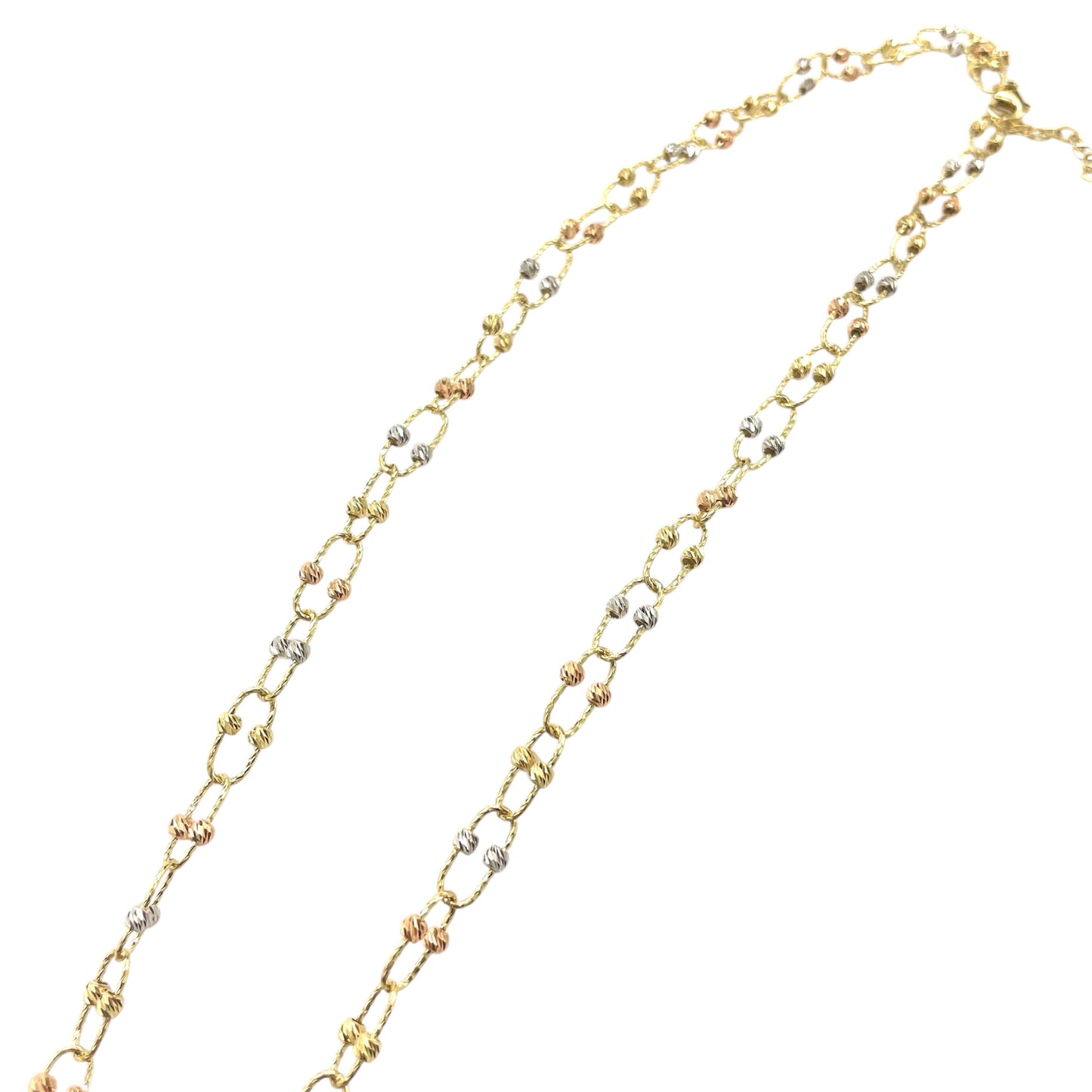 14K Tri-color Ball Paper Clip Chain