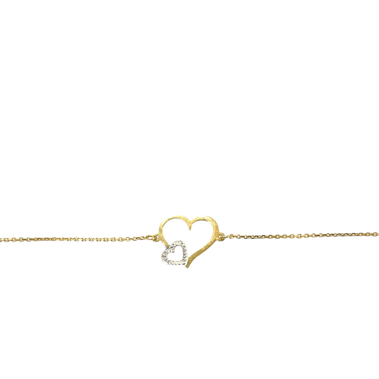 14K Two-tone Double Heart Bracelet