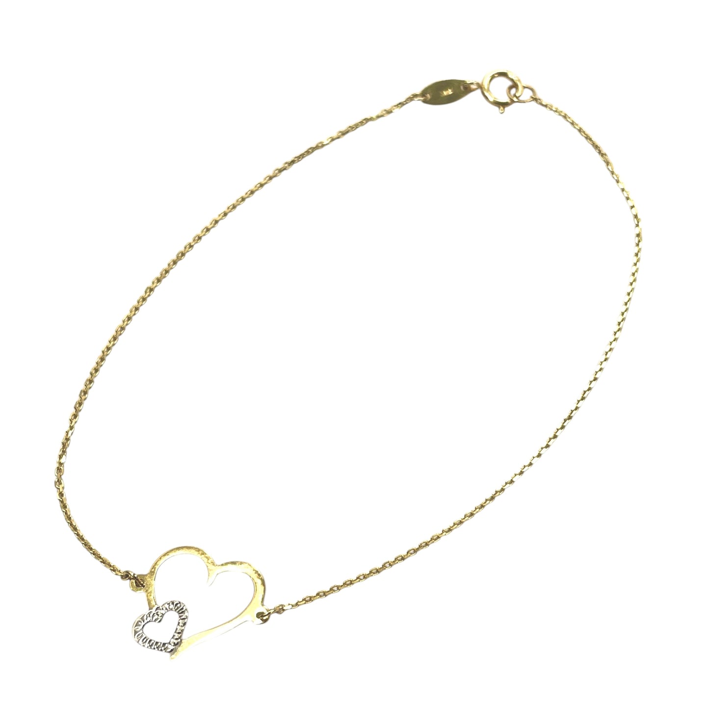 14K Two-tone Double Heart Bracelet