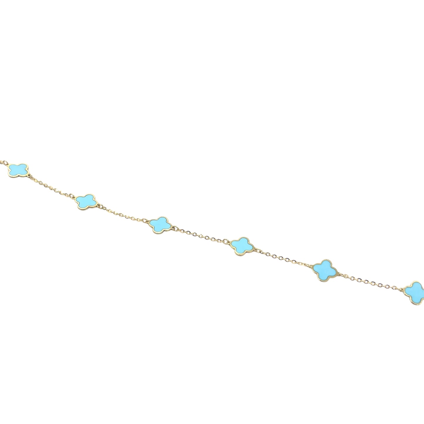 14K Turquoise Clover Link Bracelet