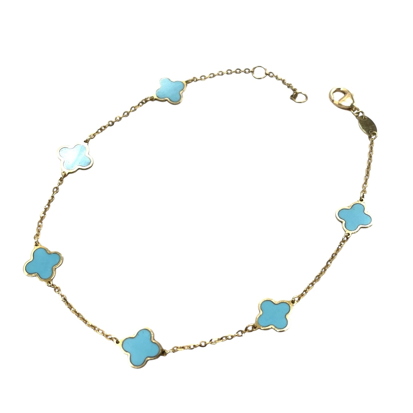 14K Turquoise Clover Link Bracelet